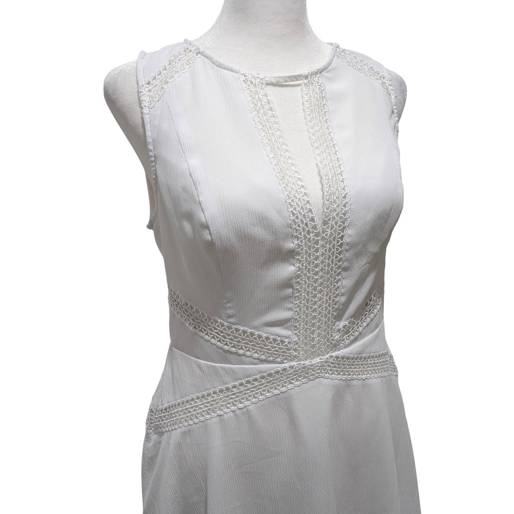White Crochet Lace Trim Cutout Sleeveless Bridal Shower Summer Dress Guess 4